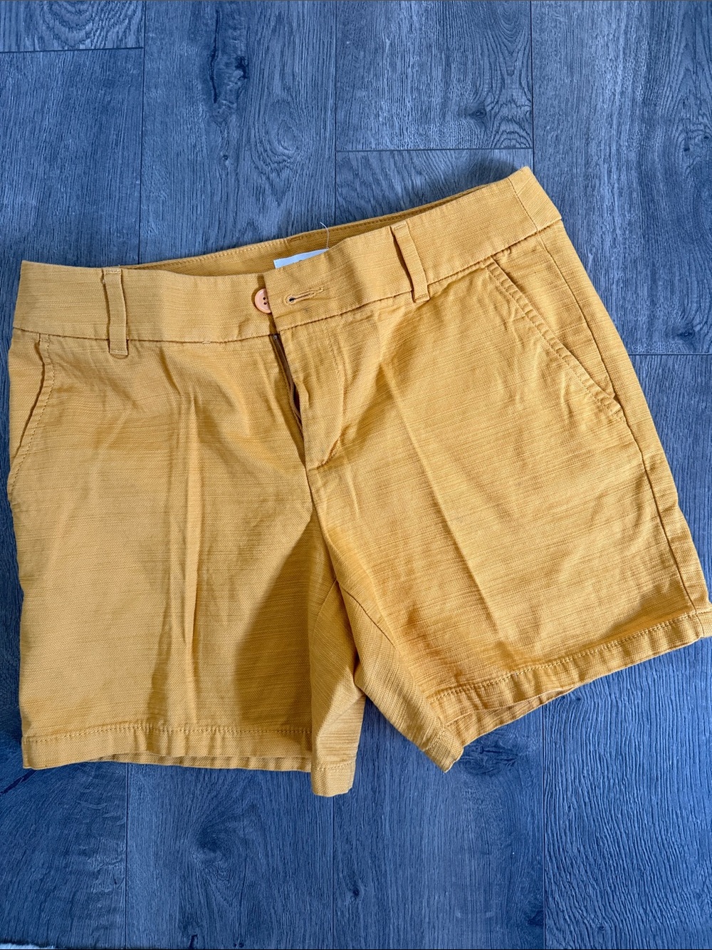 LOFT Mustard Yellow Linen-Blend Shorts